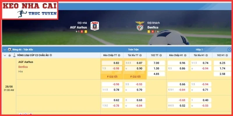 Nhận Định Benfica vs AGF Aarhus (01:00 28/8 | Cúp C2 Châu Âu) 3 Kèo châu Á trận Benfica vs AGF Aarhus (01:00 28/8 | Cúp C2 Châu Âu)